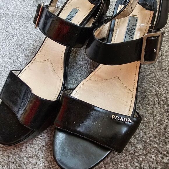 Prada Vintage Black Platform Strap Heels - Picture 5 of 12